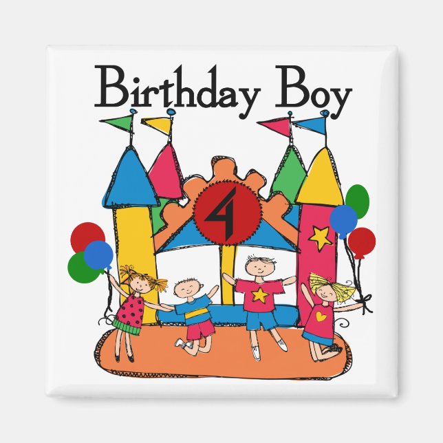 Aimant Big Bounce Boy 4th Birthday Tshirts et cadeaux (Devant)
