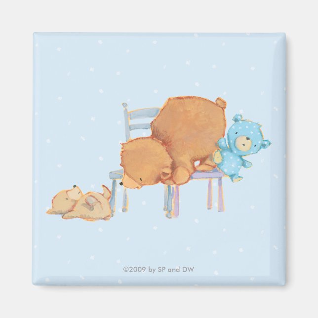 Aimant Big Brown Bear, Calico & Flpy Partager Deux Chaise (Devant)
