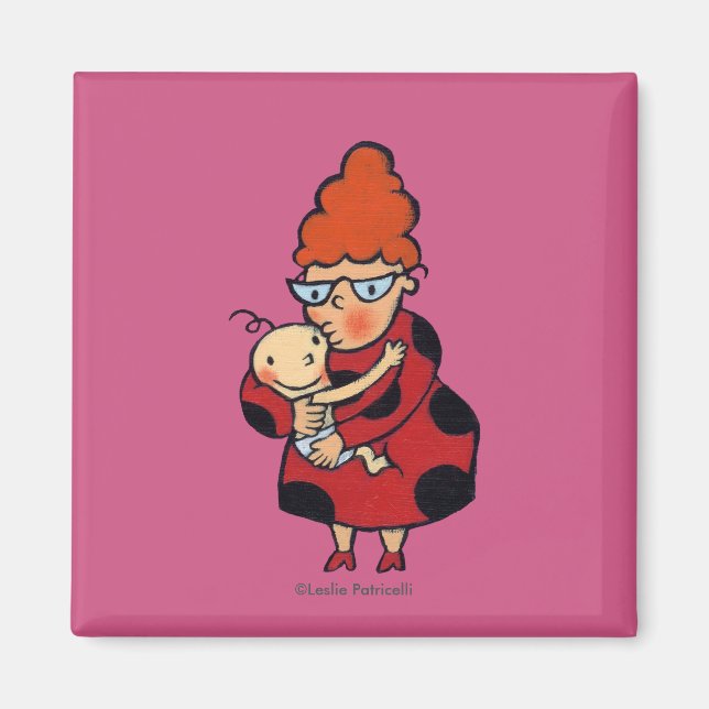 Aimant Big Hello Hugs de la tante en rouge (Devant)