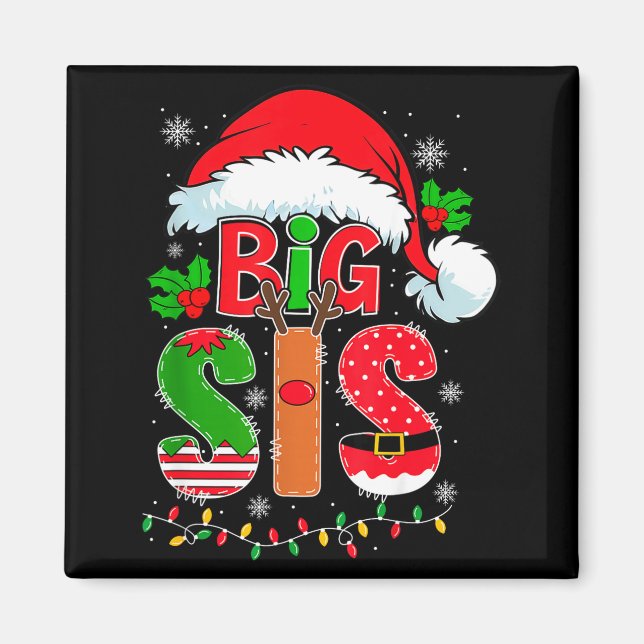 Aimant Big Sis Santa Hat New Big Sister Announcement Xmas (Devant)