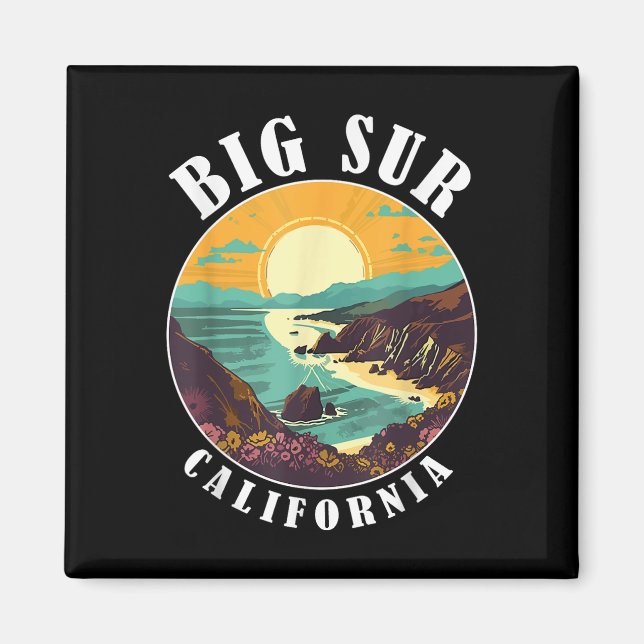 Aimant Big Sur California Beach Central Retro Forest Camp (Devant)
