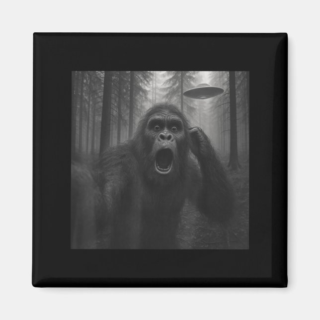 Aimant Bigfoot Alien Ufo Selfie Funny Sasquatch Meme Men  (Devant)