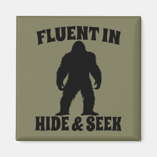 Aimant Bigfoot Drôle - Courant en Cache-Cache (Devant)