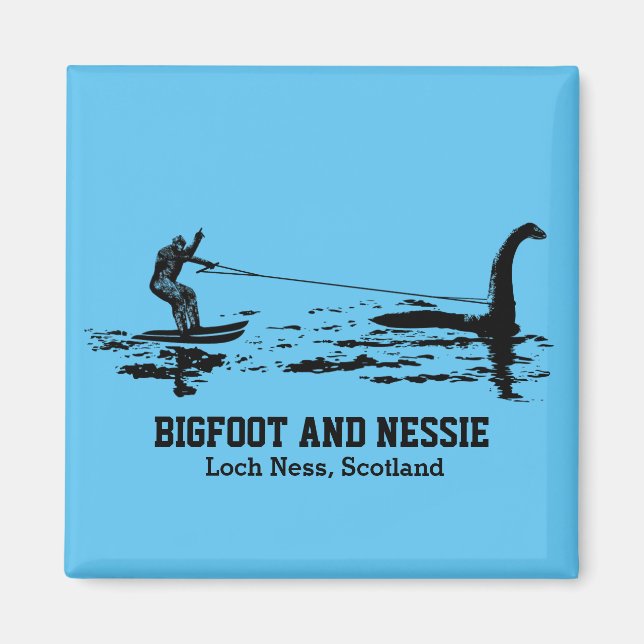 Aimant Bigfoot et Nessie Loch Ness Texte personnalisé (Devant)