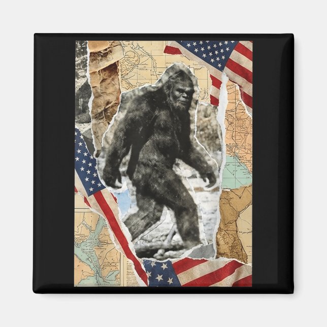 Aimant Bigfoot États-Unis drapeau américain sasquatch pat (Devant)