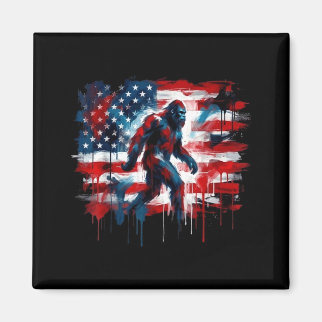 Aimant Bigfoot États-Unis drapeau américain sasquatch pat (Devant)