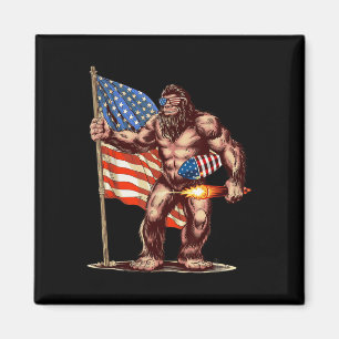 Aimant Bigfoot Feu d'Artifice 4 Juillet Sasquatch América