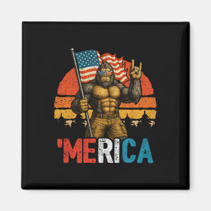 Aimant Bigfoot Merica Drapeau Américain - Drôle Patriotiq