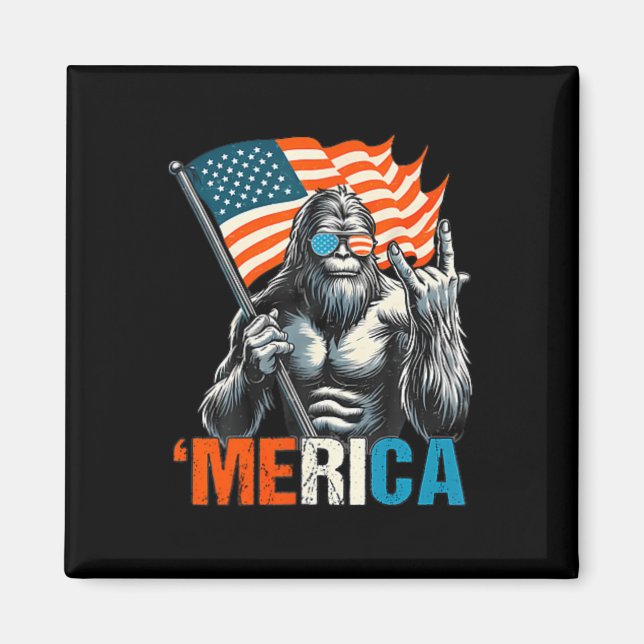 Aimant Bigfoot Merica Rock États-Unis Drapeau Américain 4 (Devant)