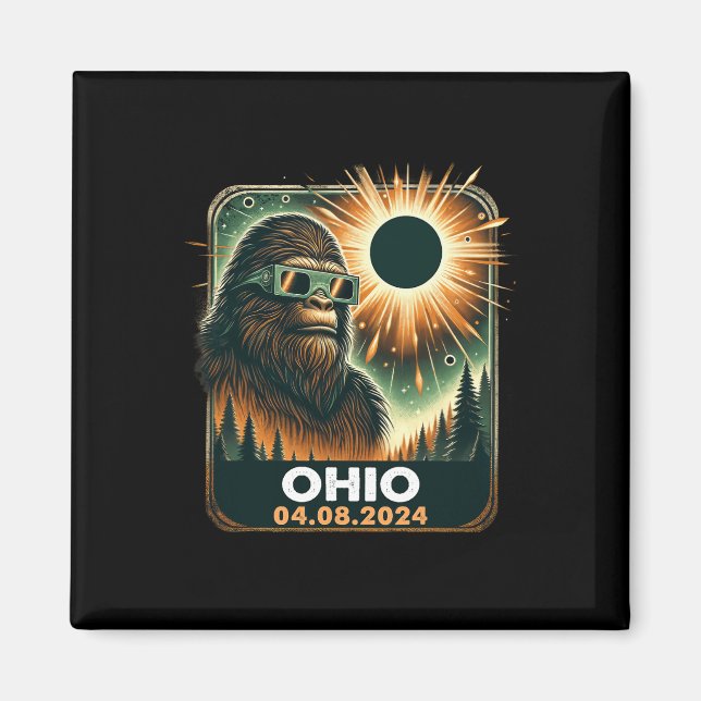 Aimant Bigfoot Ohio Total Solaire Eclipse 2024 Avec Eclip (Devant)