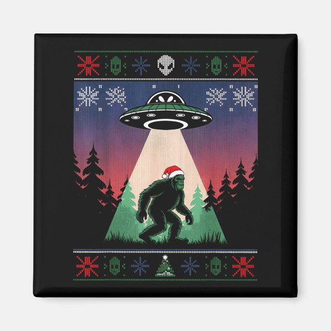 Aimant Bigfoot Santa Ufo Alien Funny Ugly Christmas Sweat (Devant)