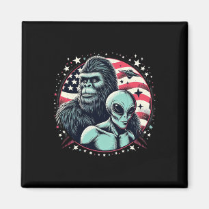 Aimant Bigfoot Sasquatch Alien Amp Bigfoot Usa Drapeau Fa