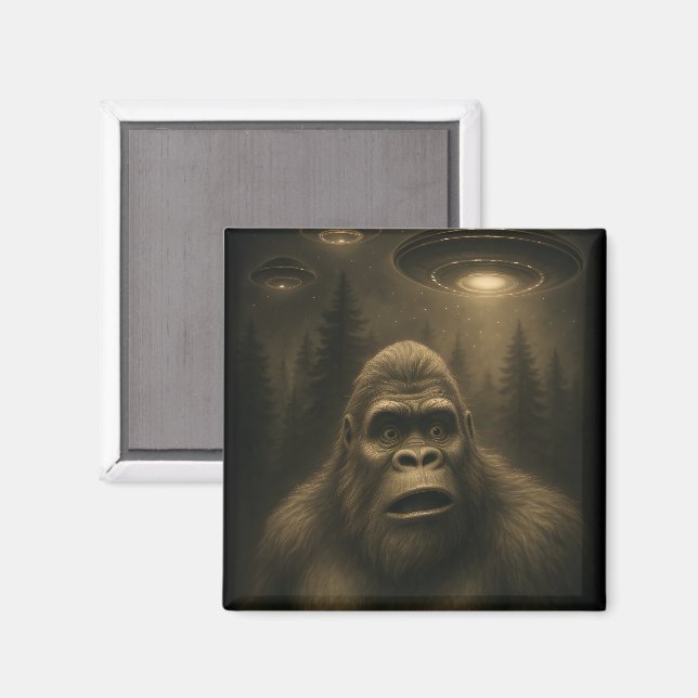 Aimant Bigfoot Sasquatch Alien UFO Funny (Recto/Verso)