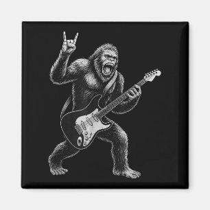 Aimant Bigfoot Sasquatch Jouer Guitare, Rock Et R