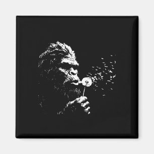 Aimant Bigfoot soufflant un pissenlit vintage sasquatch h