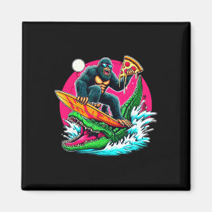 Aimant Bigfoot Surfant Mangeant de la Pizza Attaque d'All