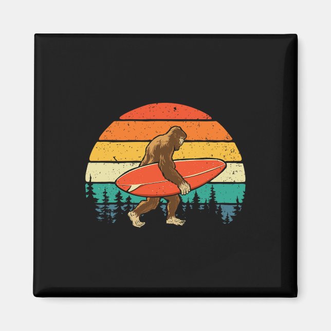 Aimant Bigfoot Surfer - Planche de Surf Rétro Surfing Pla (Devant)