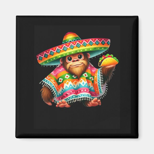 Aimant Bigfoot Taco Cinco De Mayo Sasquatch Mexicain Enfa (Devant)