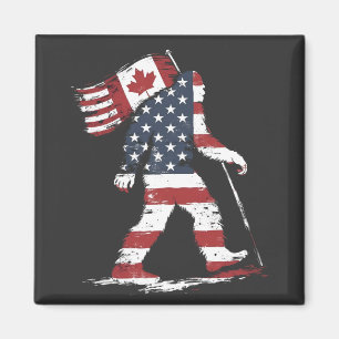 Aimant Bigfoot tenant le drapeau du Canada 51e État Trump