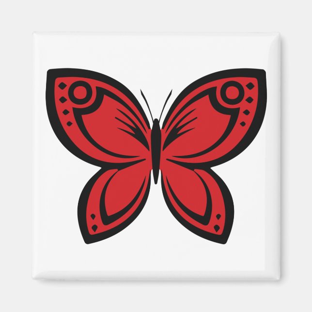 Aimant Bijoux papillons - Rouge (Devant)