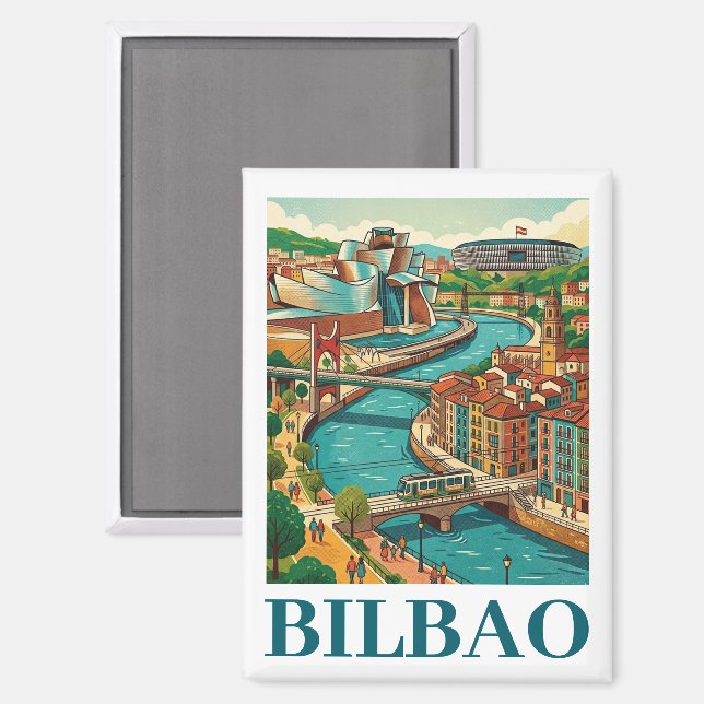 Aimant Bilbao Spain Travel - Colorful Architecture (Recto/Verso)