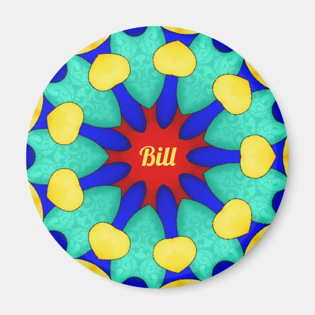 Aimant BILL ~ Stark Rouge Vert Jaune ~ Design étonnant (Devant)