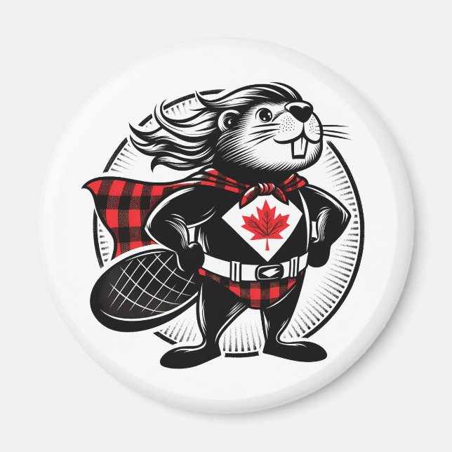Aimant Billot de castor canadien à carreaux buffles (Devant)