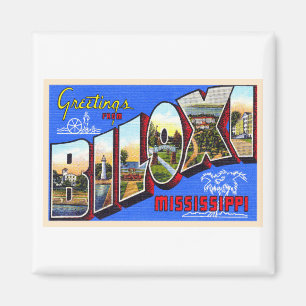 Aimant Biloxi Mississippi Vintage Grande Lettre Carte pos