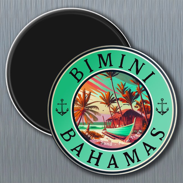 Aimant Bimini Bahamas ancre Pêche Voyage bateau Vintage (Créateur téléchargé)
