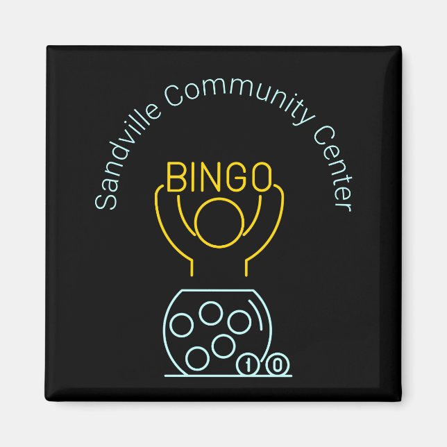 Aimant Bingo Night Neon Line Art personnalisable (Devant)