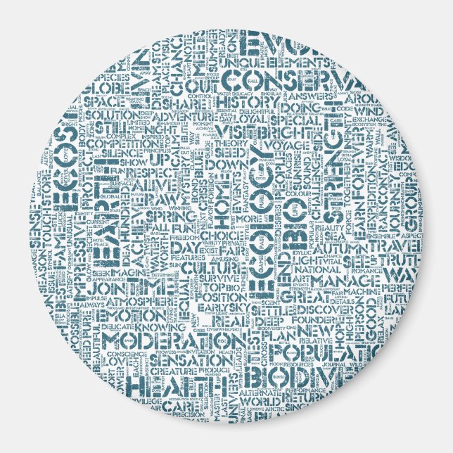 Aimant Bio Nuage de Mots Texte Motif Biodiversité (Devant)