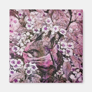 Aimant BIRD NEST, blanc rouge rose violet