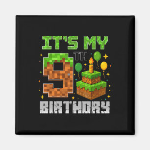 Aimant Birthday Boy C'est mon 9e anniversaire Gamer Pixel