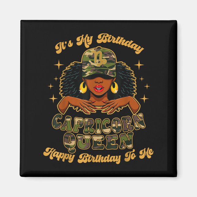 Aimant Birthday Capricorn Queen Camo Black Woman African  (Devant)
