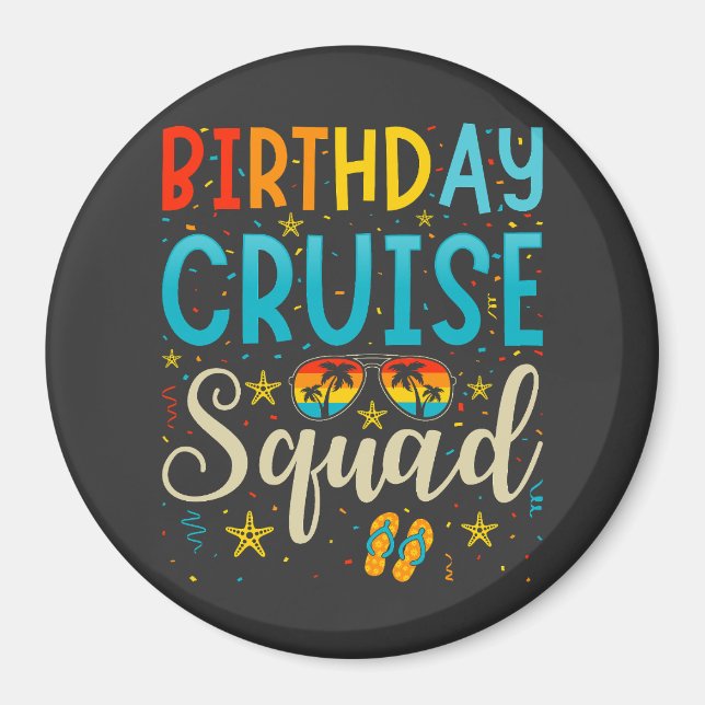 Aimant Birthday Cruise Squad Croisière Cercle de vacances (Devant)