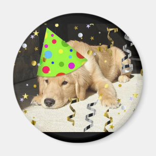 Aimant Birthday Party Animal Golden Retriever
