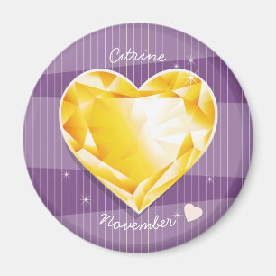 Aimant Birthstone Novembre Citrine Golden yellow Heart