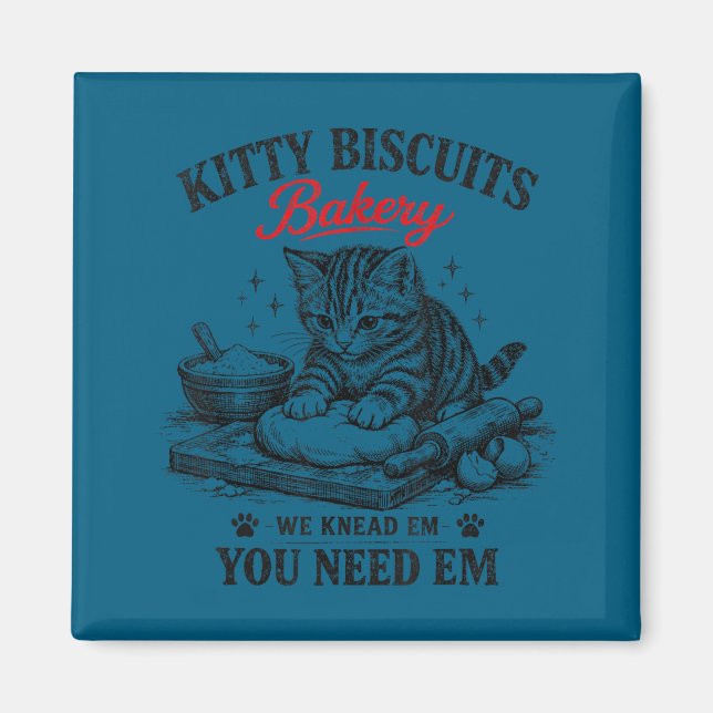 Aimant Biscuiterie vintage de mignon petit chat  (Devant)