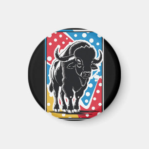 Aimant Bison - Buffalo Pop Art Vintage Retro