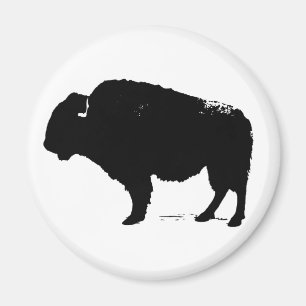 Aimant Bison de Buffalo Art noir et blanc