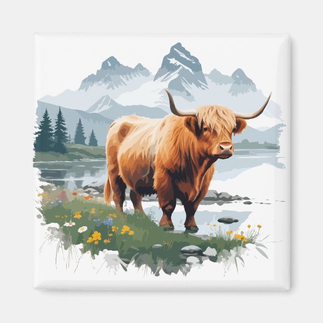 Aimant Bison Vector Art Animal Dans La Nature Majestueuse (Devant)