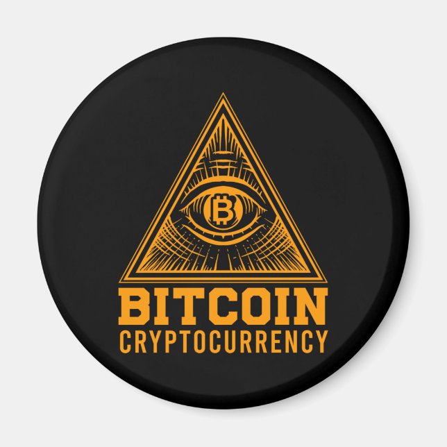 Aimant Bitcoin BTC Tous Voir L'Oeil Crypto Illuminati Cad (Devant)