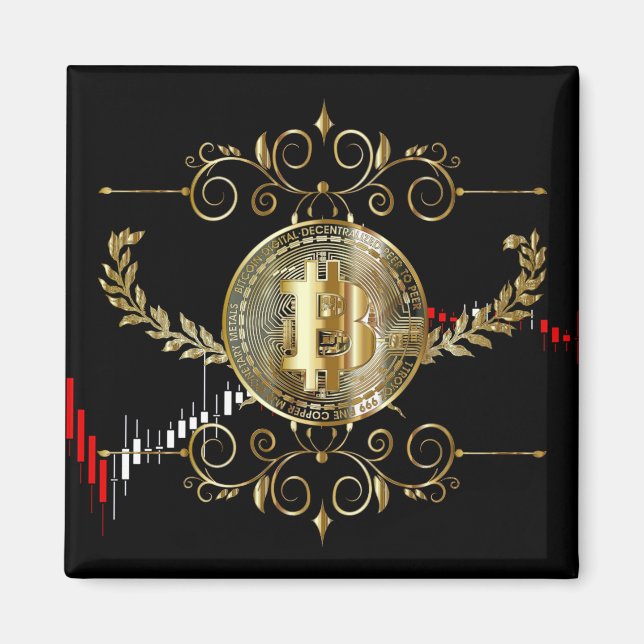 Aimant Bitcoin Gold Coin argent Design (Devant)