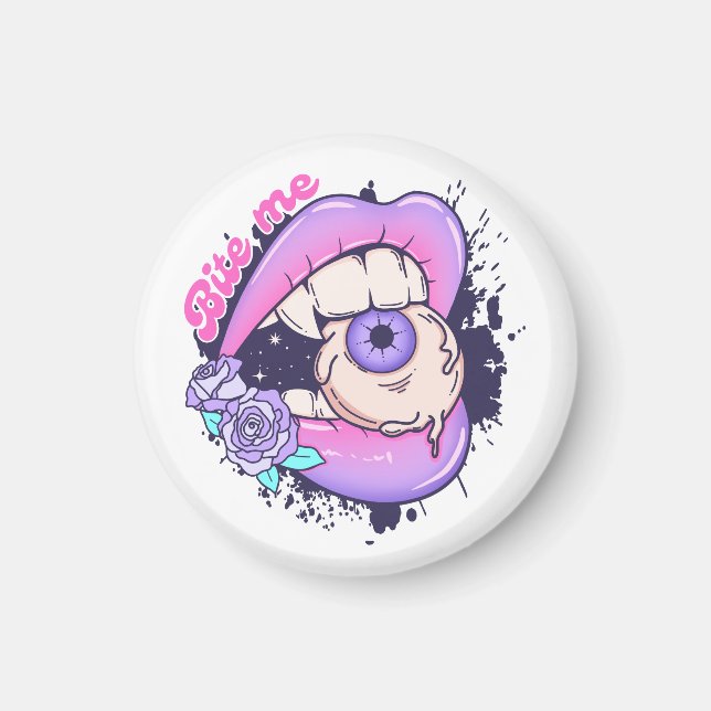 Aimant Bite Me Rose Halloween Lièvres (Devant)