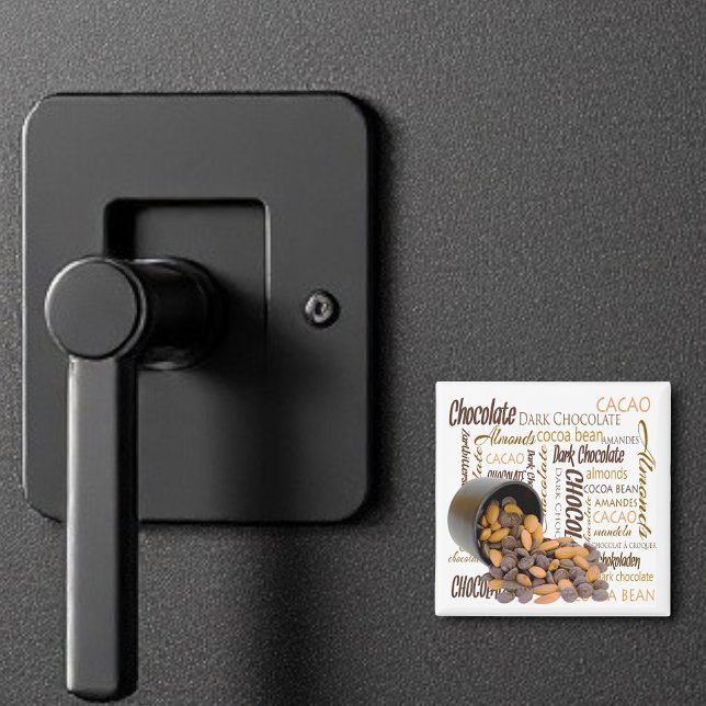 Aimant Bits de chocolat Almonds Typographie Collage Photo (square magnet)
