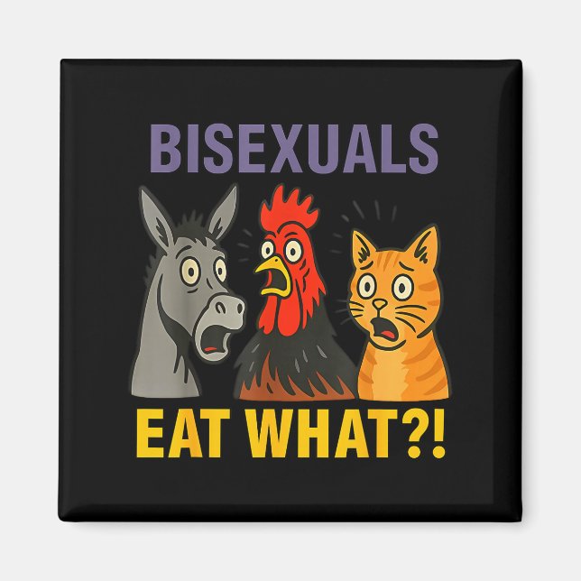Aimant Biuals Eat What Surprised Chicken Cat Lgbt Pride  (Devant)