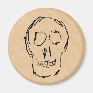 Aimant Bizarre Crâne. Noir. Dessin.