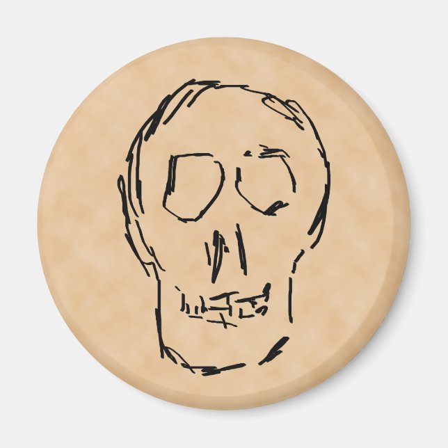 Aimant Bizarre Crâne. Noir. Dessin. (Devant)