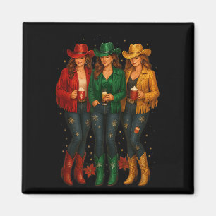 Aimant Black African American Cowgirl Western Christmas T