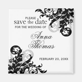 Aimant Black and Silver Flourish Save The Date